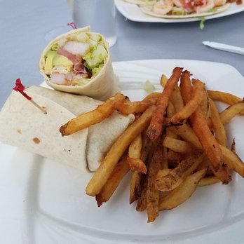 Aqua - Shrimp Wrap with Fries - Seafood Near Me - Clinton, Connecticut