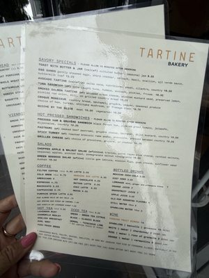 Menu photo 1 Tartine Bakery San Francisco, CA Menu photo 1 Tartine Bakery San Francisco, CA