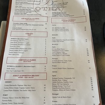 OTRA Restaurant - Drink menu - Tapas/Small Plates Near Me - Providence, Rhode Island