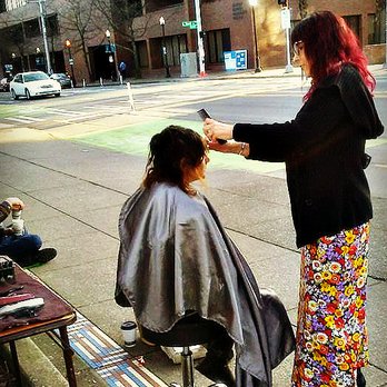Barber Julie Olsen - Another successful & wonderful afternoon of sidewalk barbering on Capitol Hill for the homeless. - Barbers Near Me - Seattle, Washington