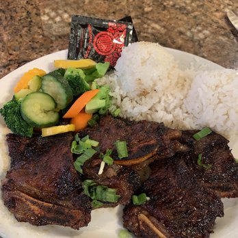 Volcano's Lava Rock Cafe - Kalbi Ribs plate. - Breakfast & Brunch Near Me - Volcano, Hawaii Volcano's Lava Rock Cafe - Kalbi Ribs plate. - Breakfast & Brunch Near Me - Volcano, Hawaii