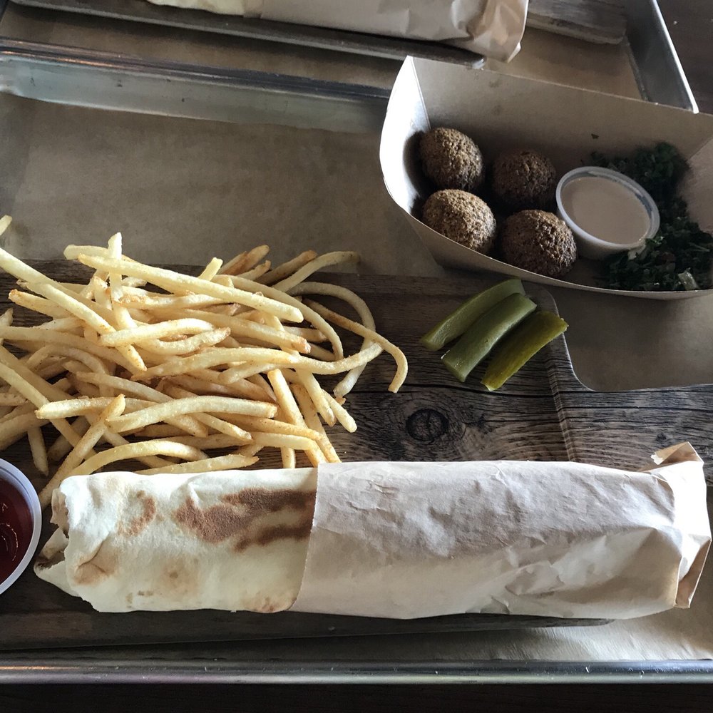 Board Bites - Chicken, fries, with a side of falafel - Lebanese Near Me - Plano, Texas