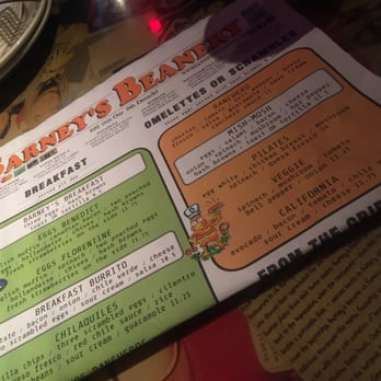Barney's Beanery - Newspaper style menu - Breakfast & Brunch Near Me - Burbank, California
