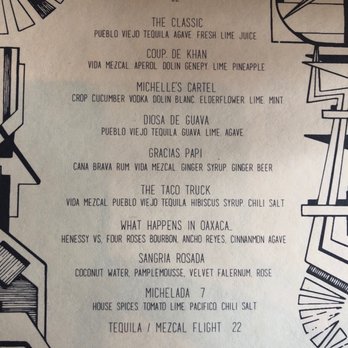 Oso - Drink menu. - Mexican Near Me - New York, New York