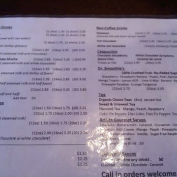 Perfect Cup - a menu for a coffee shop - Coffee & Tea Near Me - Camden, Arkansas