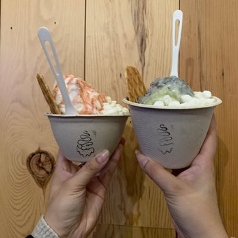 Powder - Vegan banana coconut with strawberry glaze and mochi & black sesame and matcha with sweet milk glaze and mochi - Desserts Near Me - San Francisco, California Powder - Vegan banana coconut with strawberry glaze and mochi & black sesame and matcha with sweet milk glaze and mochi - Desserts Near Me - San Francisco, California