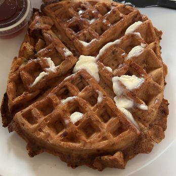 Nirvana Soul Coffee - Chorizo waffle with butter - Cafes Near Me - San Francisco, California