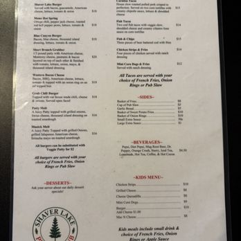 Shaver Lake Pub N Grub - Menu - Pubs Near Me - Shaver Lake, California