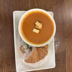 Tomato basil soup and half turkey sandwich