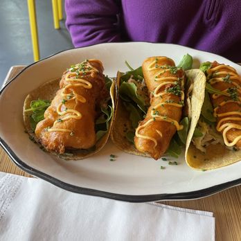 The Hungry Diner - Fish tacos. Some of the best I've ever had. The fish was perfect, crisp not greasy. - New American Near Me - Walpole, New Hampshire