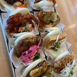 The OG, Nashville Hot, Burgerbao, Blackbird, Nutty Professor, Sweet Heat, Patchog and Crunchbao