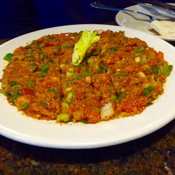 La Marsa - Brighton - Tomato Kibble, a mixture of cracked wheat, green onions, herbs and olive oil that reminded me of a steak tartar in appearance. - Middle Eastern Near Me - Brighton, Michigan