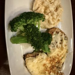 Parmesan Crusted Chicken with side of mashed potatoes and broccoli Parmesan Crusted Chicken with side of mashed potatoes and broccoli