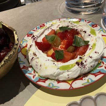 Shukette - Labne with pickled fennel, strawberries & herbs - Middle Eastern Near Me - New York, New York