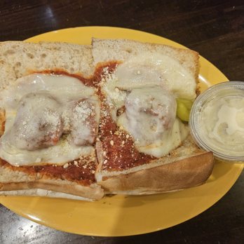 Big Nick's Pizza - Meatball Sub (Half-Size) with Potato Salad - Pizza Near Me - San Pedro, California Big Nick's Pizza - Meatball Sub (Half-Size) with Potato Salad - Pizza Near Me - San Pedro, California