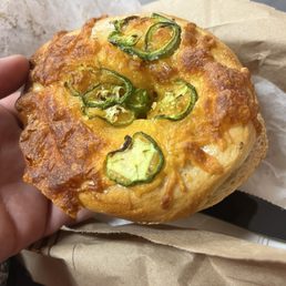 Jalapeño cheddar bagel