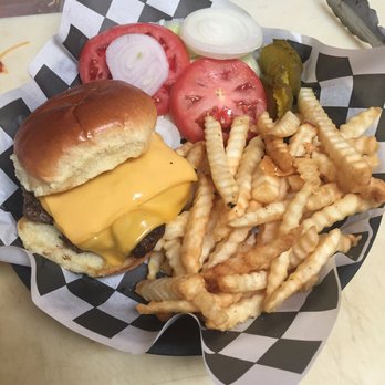 Vinny's Drive Bar - Cheeseburger and Basket of French Fries - New American Near Me - Indianapolis, Indiana