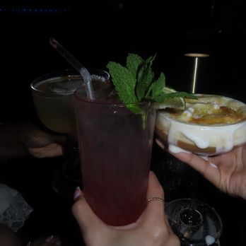 Bae Korean Grill - Ginger soju on the left! specialty Mojito in the middle and crème brûlée on the right - Korean Near Me - Hollywood, Florida