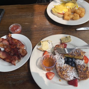 Brekkies - Kids menu French toast sticks  Eggs Benedict classic  Side of bacon  Tater tots - Breakfast & Brunch Near Me - Solvang, California
