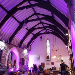 In an old church. Roomy and cool. In an old church. Roomy and cool.