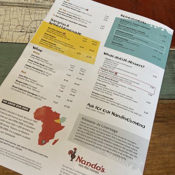 Nando's Peri-Peri - drink menu. - Portuguese Near Me - Arlington, Virginia Nando's Peri-Peri - drink menu. - Portuguese Near Me - Arlington, Virginia