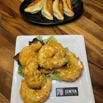 JINYA Ramen Bar - Fishers - Spicy Creamy Shrimp Tempura* and Pork Gyoza ( 6pcs)* - Ramen Near Me - Fishers, Indiana
