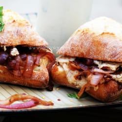 Feast of Greens - White bean spread and roasted onions on ciabatta
