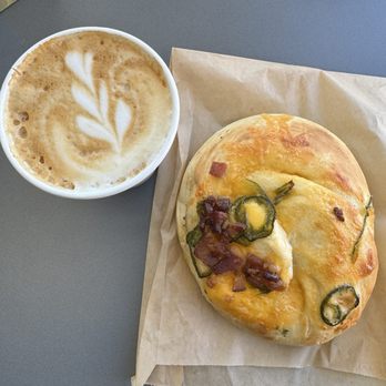 Little Goat Kitchen & Bakeshop - Cappuccino & Jalapeño cheddar bagel - Bakeries Near Me - Temecula, California Little Goat Kitchen & Bakeshop - Cappuccino & Jalapeño cheddar bagel - Bakeries Near Me - Temecula, California
