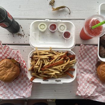 The Vegan Nom - Cheeseburger, fries, and wings - Vegan Near Me - Austin, Texas