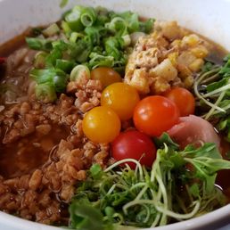 Red beans and rice ramen, vegan by default ($16). Looks great, but had weird flavor. Red beans and rice ramen, vegan by default ($16). Looks great, but had weird flavor.