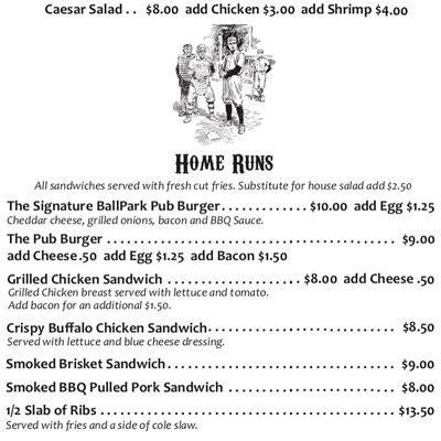 Menu photo 4 BallPark Pub Chicago, IL
