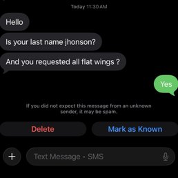 Text message from I don't know who regarding my order. Text message from I don't know who regarding my order.