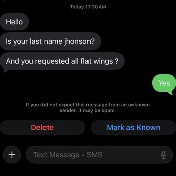 Hooters - Text message from I don't know who regarding my order. - American Near Me - Lansing, Illinois