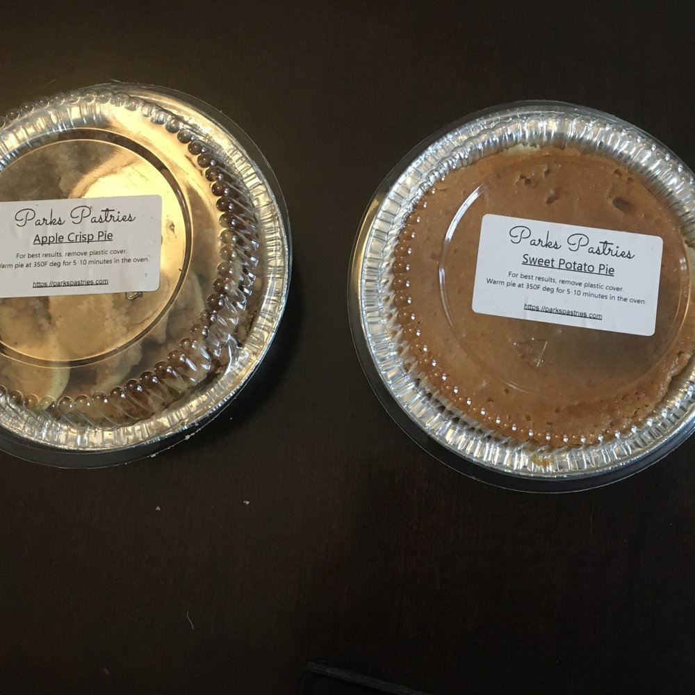 two pies on a table two pies on a table