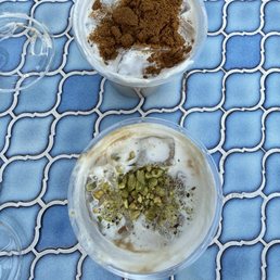 Top: biscotti latte  Bottom: baklava latte