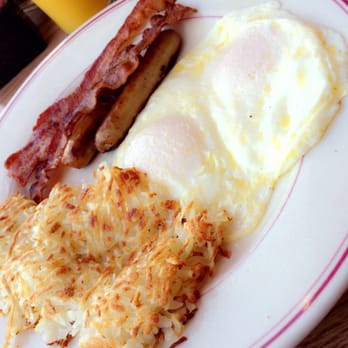 Sam's Cafe - 2 eggs over easy hash browns bacon and sausage and toast for 6.50 - Chinese Near Me - Stockton, California