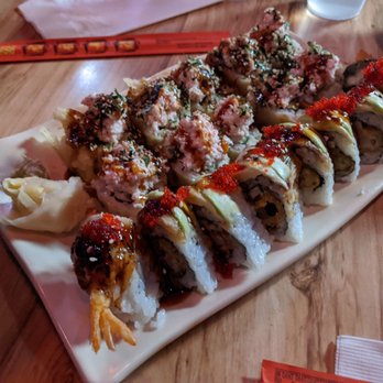 Nama Ramen - GT-R Roll (bottom) Nama Roll (top) - Ramen Near Me - San Antonio, Texas Nama Ramen - GT-R Roll (bottom) Nama Roll (top) - Ramen Near Me - San Antonio, Texas