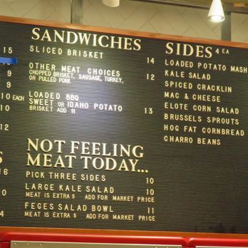 Feges BBQ - a menu on the wall - Barbeque Near Me - Houston, Texas