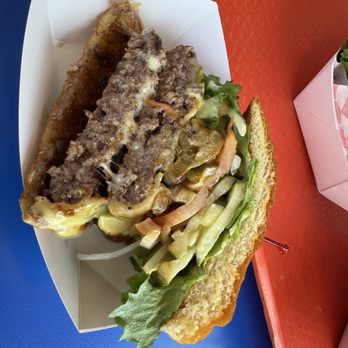 Teddy's Bigger Burgers - Lahaina - Volcano burger, perfect portion to split for two to share. - Burgers Near Me - Lahaina, Hawaii Teddy's Bigger Burgers - Lahaina - Volcano burger, perfect portion to split for two to share. - Burgers Near Me - Lahaina, Hawaii