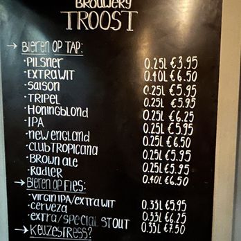 Brouwerij Troost Westergas - Beer menu - Breweries Near Me - Amsterdam, New Hampshire