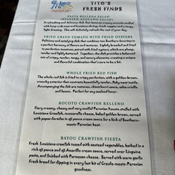 Tito's Ceviche & Pisco - Fresh finds menu - Peruvian Near Me - New Orleans, Louisiana Tito's Ceviche & Pisco - Fresh finds menu - Peruvian Near Me - New Orleans, Louisiana