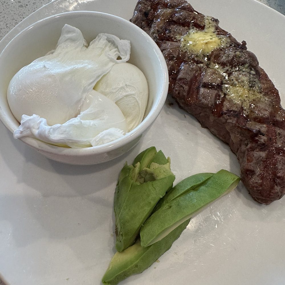 STEAK N' EGGS. 21.99 NY Strip 10 oz & 2 eggs STEAK N' EGGS. 21.99 NY Strip 10 oz & 2 eggs