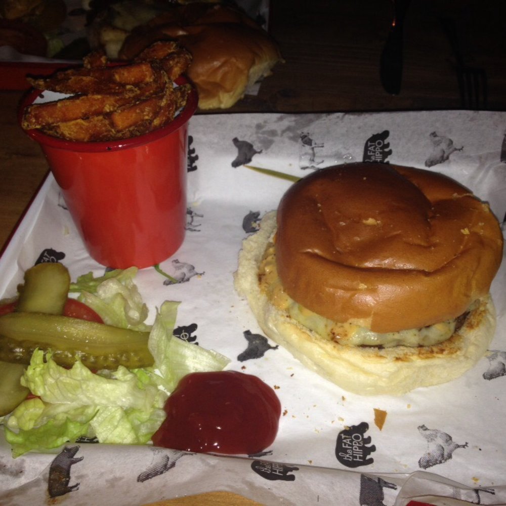 Peanut butter n jelly burger, sweet potato fries yummy