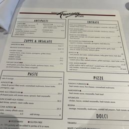 the menu of the restaurant