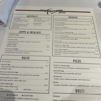Tuscany Cafe - the menu of the restaurant - Italian Near Me - Chicago, Illinois