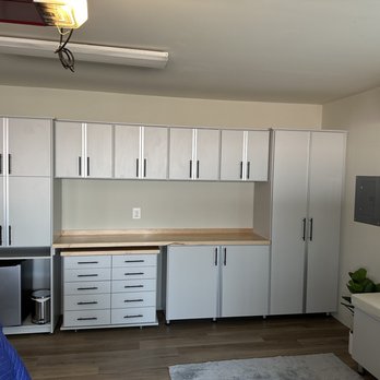 Closets by Design - Washington DC - Storage cabinets, pull out work bench with drawers, storage bench - Home Organization Near Me - Manassas, Virginia Closets by Design - Washington DC - Storage cabinets, pull out work bench with drawers, storage bench - Home Organization Near Me - Manassas, Virginia