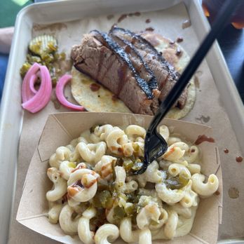 Alley Cat Ranch - Brisket and Green Chile Mac/Cheese - Barbeque Near Me - Tulsa, Oklahoma Alley Cat Ranch - Brisket and Green Chile Mac/Cheese - Barbeque Near Me - Tulsa, Oklahoma
