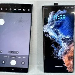 Samsung cracked screen, before and after