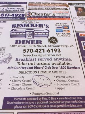Besecker S Diner 1427 N 5th St Stroudsburg Pa Foods Carry Out Mapquest