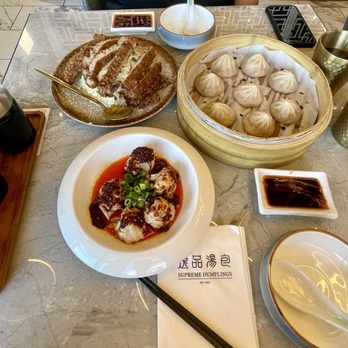 Supreme Dumplings - Supreme Pork Xiao Long Bao (8), Supreme Spicy Pork Wontons, Fried Pork Chop - Shanghainese Near Me - Bellevue, Washington